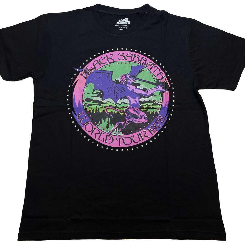 Black Sabbath Kids Embellished T Shirt Tour 78 Diamante